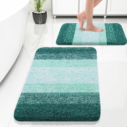 OLANLY Micorfiber Bathroom Rug Set 2 Piece, Soft Absorbent Bath Mats, Grey