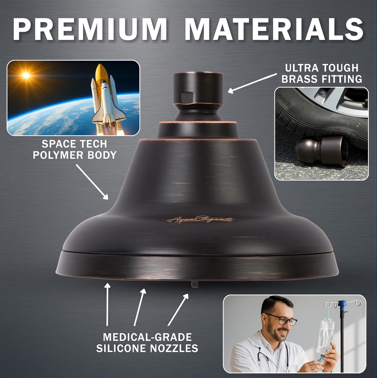 Aqua Elegante Massage Shower Head With Mist - 2.5 GPM - Oil-Rubbed Bronze