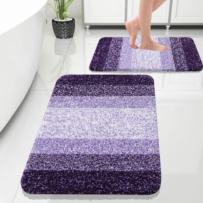 OLANLY Micorfiber Bathroom Rug Set 2 Piece, Soft Absorbent Bath Mats, Grey