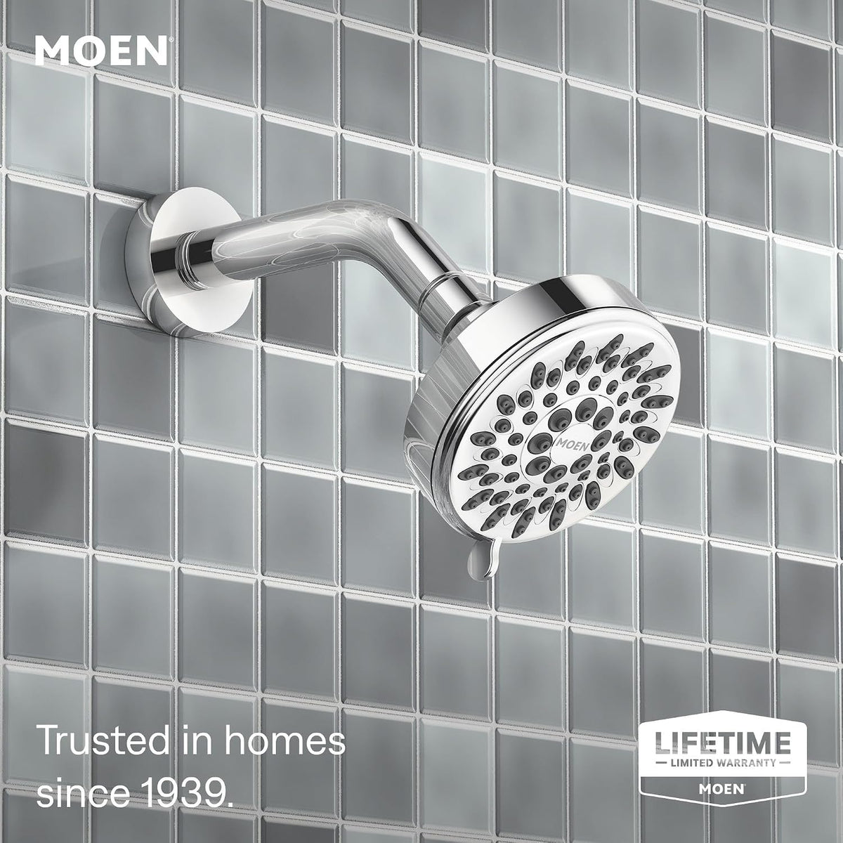 Moen Ignite Chrome Five-function Shower Head With 2.5 GPM High-Pressure Spray, 20090