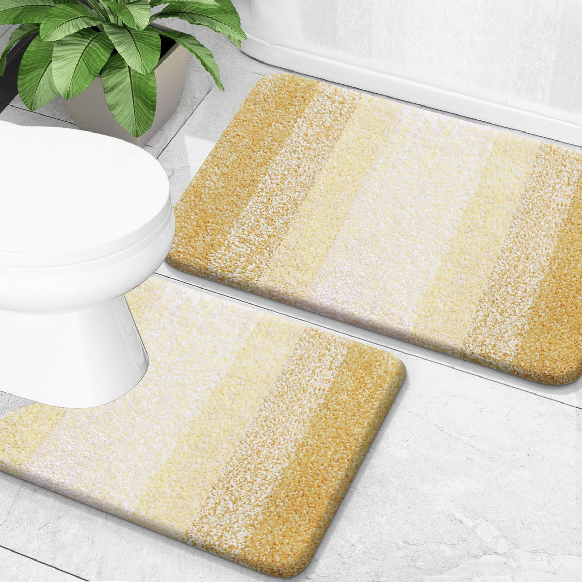 OLANLY Micorfiber Bathroom Rug Set 2 Piece, Soft Absorbent Bath Mats, Grey