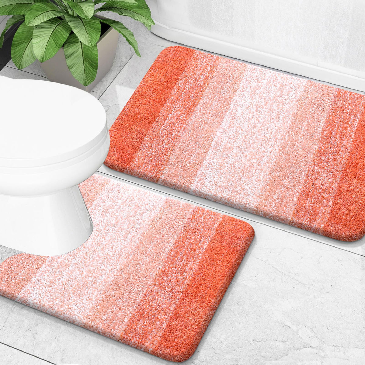 OLANLY Micorfiber Bathroom Rug Set 2 Piece, Soft Absorbent Bath Mats, Grey