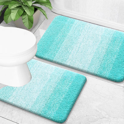 OLANLY Micorfiber Bathroom Rug Set 2 Piece, Soft Absorbent Bath Mats, Grey