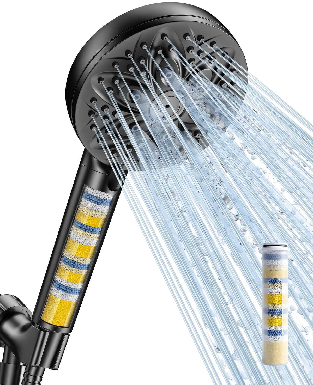 JDO High‑Pressure 6‑Setting Handheld Shower Head, 4.7 Inch Chrome Premium