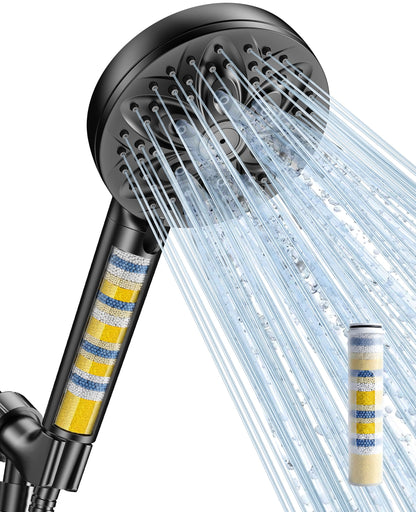 JDO High‑Pressure 6‑Setting Handheld Shower Head, 4.7 Inch Chrome Premium