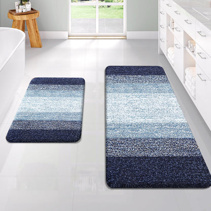 OLANLY Micorfiber Bathroom Rug Set 2 Piece, Soft Absorbent Bath Mats, Grey