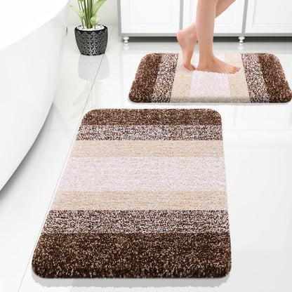 OLANLY Micorfiber Bathroom Rug Set 2 Piece, Soft Absorbent Bath Mats, Grey