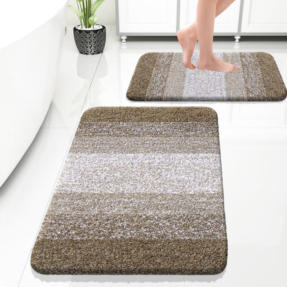 OLANLY Micorfiber Bathroom Rug Set 2 Piece, Soft Absorbent Bath Mats, Grey