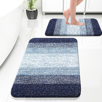 OLANLY Micorfiber Bathroom Rug Set 2 Piece, Soft Absorbent Bath Mats, Grey