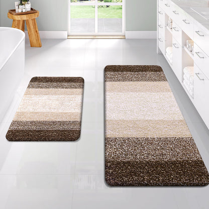 OLANLY Micorfiber Bathroom Rug Set 2 Piece, Soft Absorbent Bath Mats, Grey