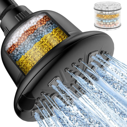 MakeFit Filtered Shower Head - High Pressure Shower Head with Filter for Hard Water Softener - 7 Settings Bathroom Rain Showerhead to Remove Chlorine and Heavy Metals (Chrome)