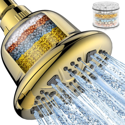 MakeFit Filtered Shower Head - High Pressure Shower Head with Filter for Hard Water Softener - 7 Settings Bathroom Rain Showerhead to Remove Chlorine and Heavy Metals (Chrome)
