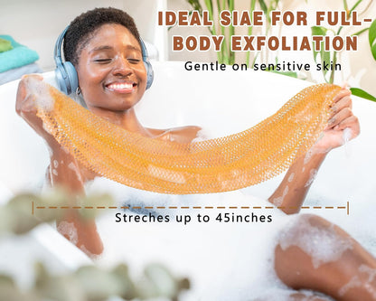2 Pack African Net Sponge Exfoliating Body Scrubber Bath Sponge for Daily Use (Yellow + Dark Green)