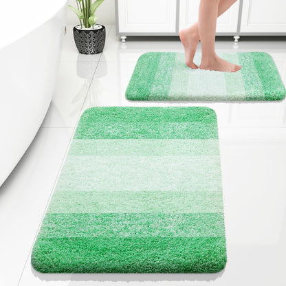 OLANLY Micorfiber Bathroom Rug Set 2 Piece, Soft Absorbent Bath Mats, Grey