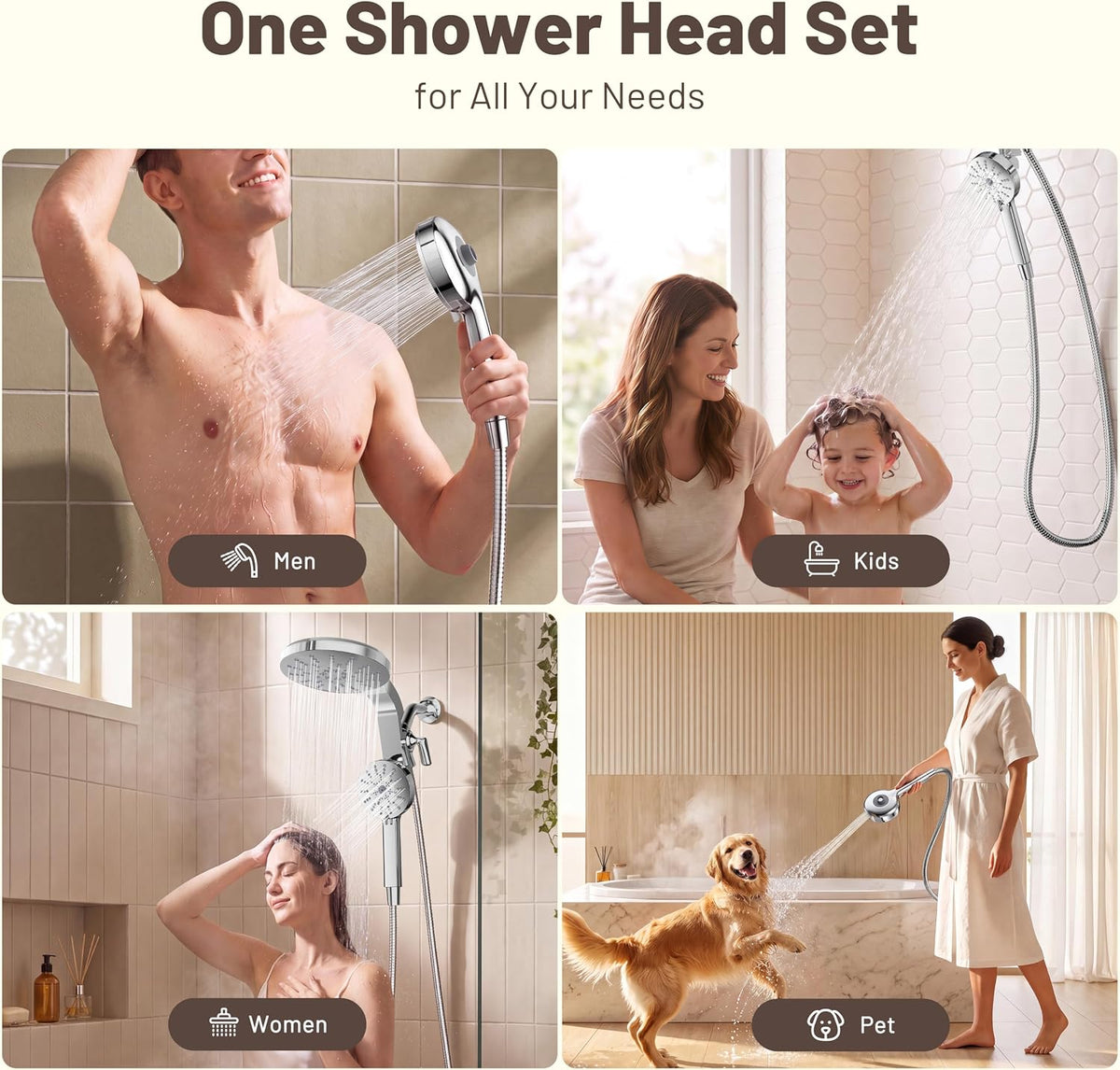 Rain Shower Head with Handheld Spray Combo, 2026 Magnetic Shower Head