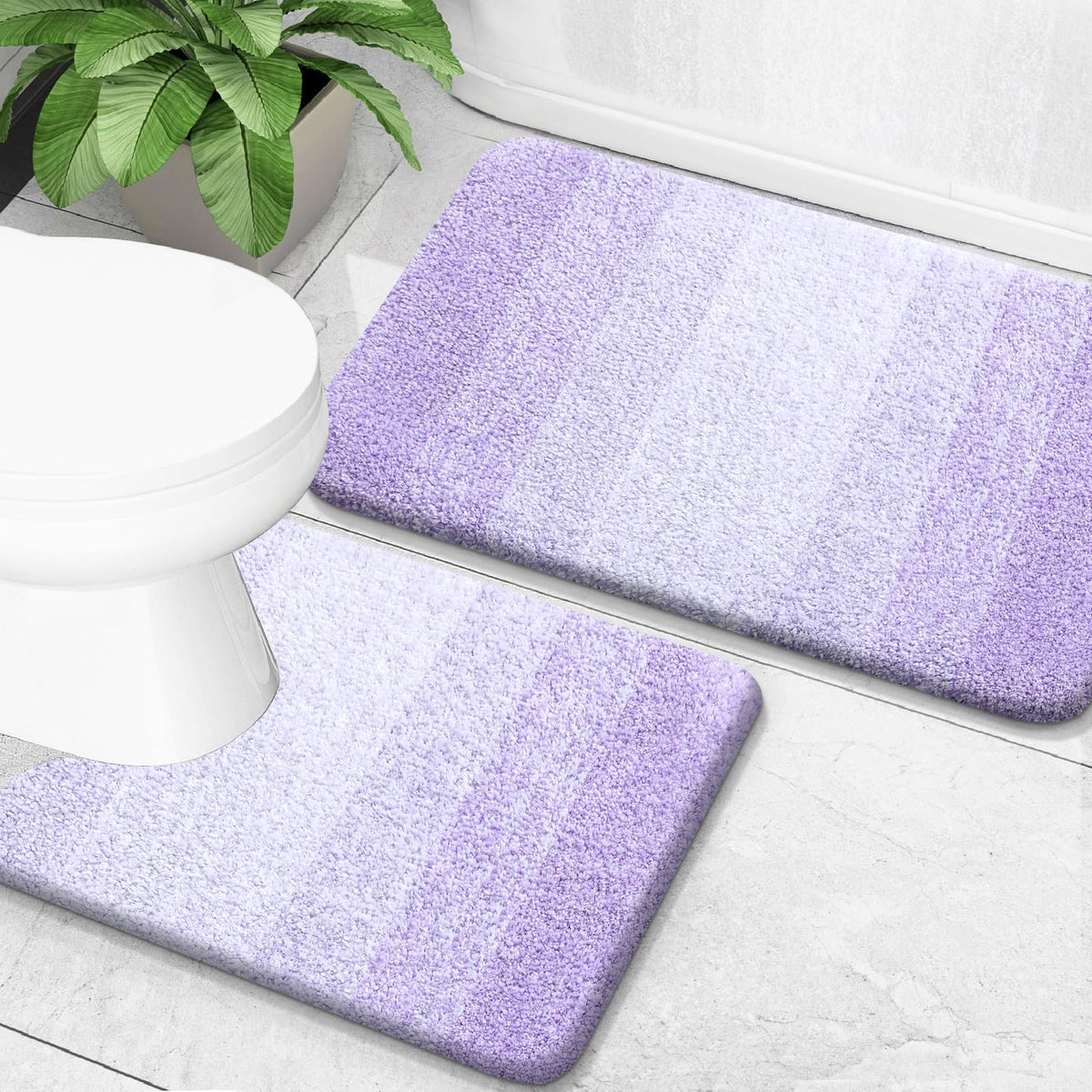 OLANLY Micorfiber Bathroom Rug Set 2 Piece, Soft Absorbent Bath Mats, Grey