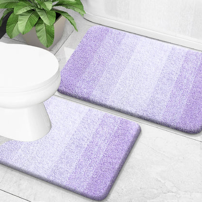 OLANLY Micorfiber Bathroom Rug Set 2 Piece, Soft Absorbent Bath Mats, Grey