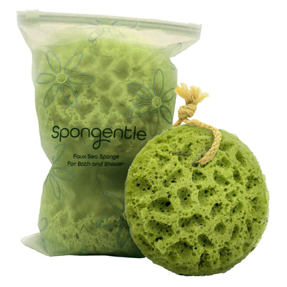 Spongentle Loofah Sponge for Shower and Bathing, Bath Sponge with Dual Texture, Shower Pouf for Gentle and Deep Exfoliation, Large Size Body Scrubber for Men & Women, PU Foam, 37% More Lather, 2 Pack