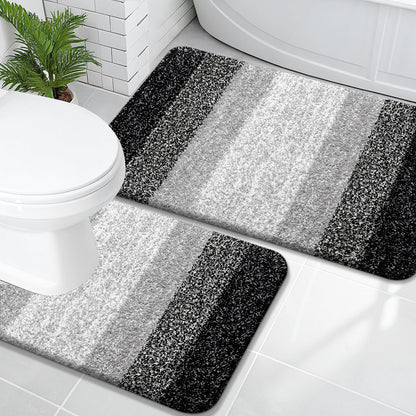 OLANLY Micorfiber Bathroom Rug Set 2 Piece, Soft Absorbent Bath Mats, Grey