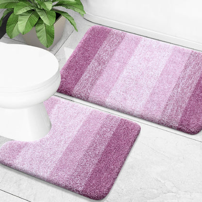 OLANLY Micorfiber Bathroom Rug Set 2 Piece, Soft Absorbent Bath Mats, Grey