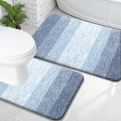 OLANLY Micorfiber Bathroom Rug Set 2 Piece, Soft Absorbent Bath Mats, Grey