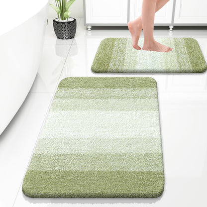 OLANLY Micorfiber Bathroom Rug Set 2 Piece, Soft Absorbent Bath Mats, Grey