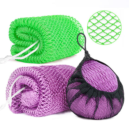 2 Pack African Net Sponge Exfoliating Body Scrubber Bath Sponge for Daily Use (Yellow + Dark Green)