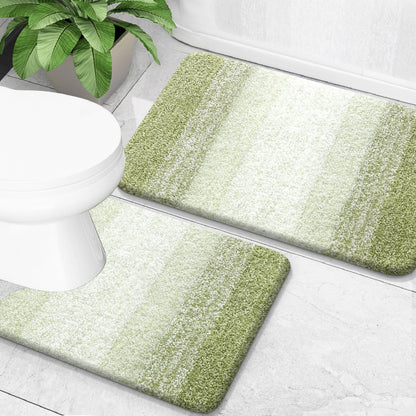 OLANLY Micorfiber Bathroom Rug Set 2 Piece, Soft Absorbent Bath Mats, Grey