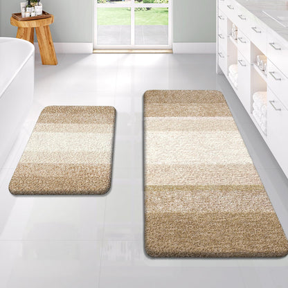 OLANLY Micorfiber Bathroom Rug Set 2 Piece, Soft Absorbent Bath Mats, Grey