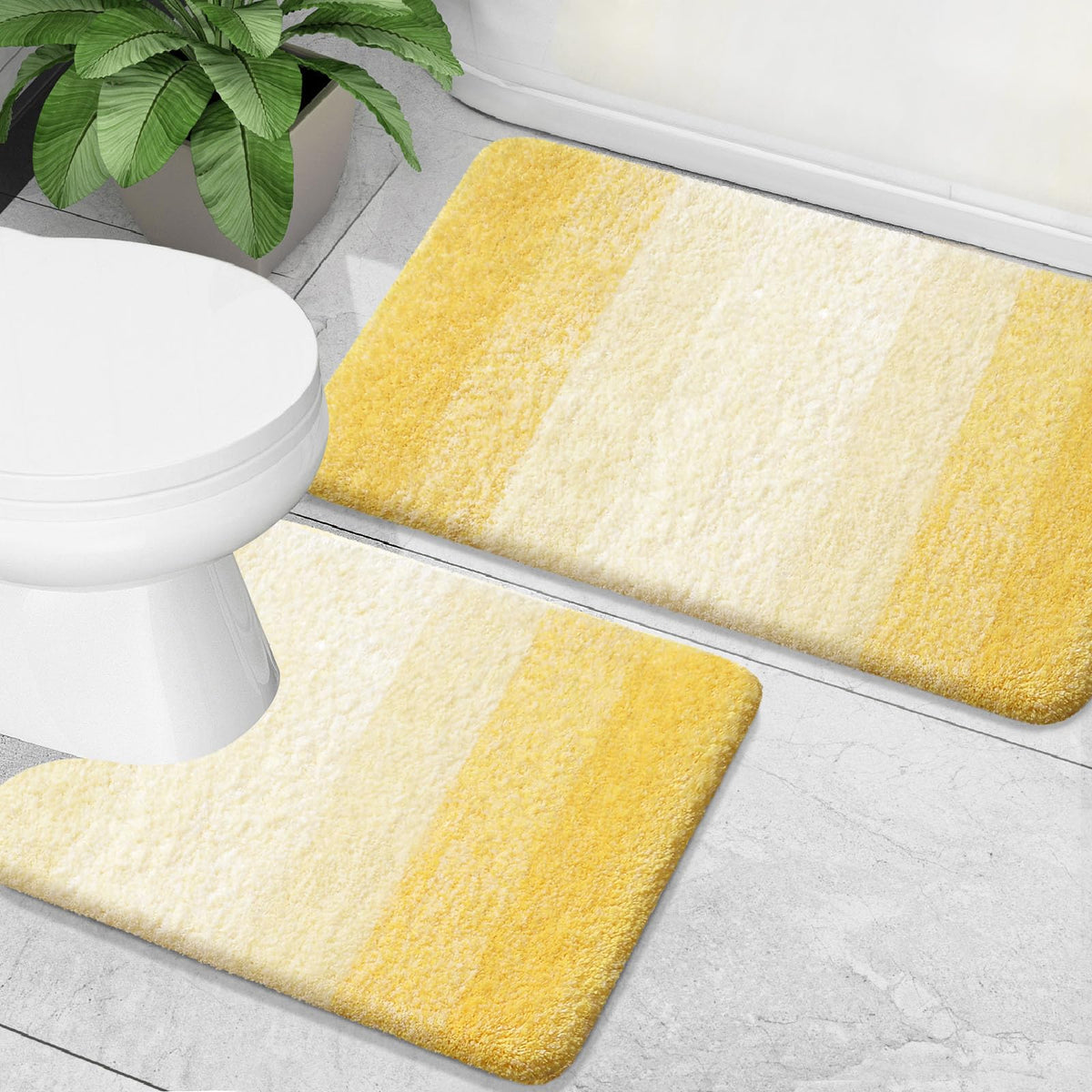 OLANLY Micorfiber Bathroom Rug Set 2 Piece, Soft Absorbent Bath Mats, Grey