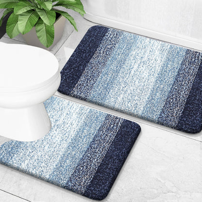 OLANLY Micorfiber Bathroom Rug Set 2 Piece, Soft Absorbent Bath Mats, Grey