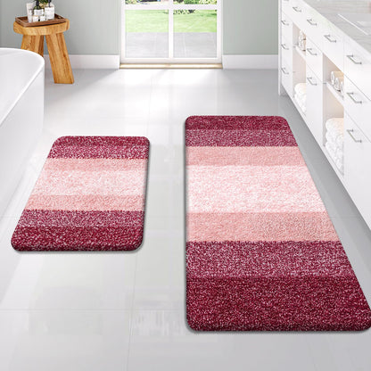 OLANLY Micorfiber Bathroom Rug Set 2 Piece, Soft Absorbent Bath Mats, Grey