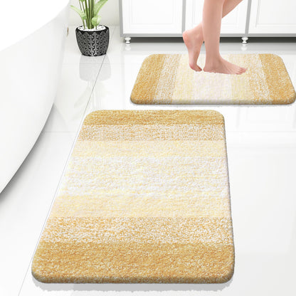 OLANLY Micorfiber Bathroom Rug Set 2 Piece, Soft Absorbent Bath Mats, Grey