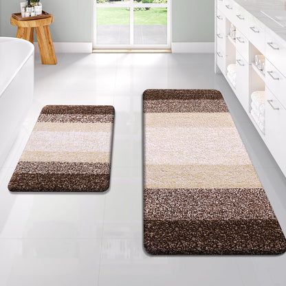 OLANLY Micorfiber Bathroom Rug Set 2 Piece, Soft Absorbent Bath Mats, Grey