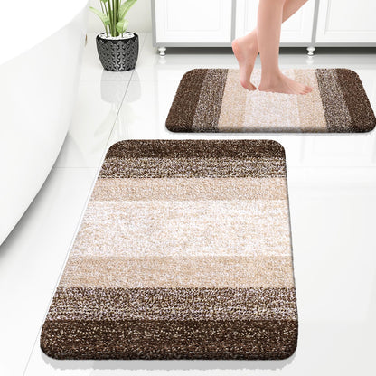 OLANLY Micorfiber Bathroom Rug Set 2 Piece, Soft Absorbent Bath Mats, Grey