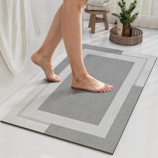 YDKGL Non Slip Bath Mat Thin Bathroom Rugs Fit Under Door Grey 16"x 24"