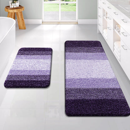 OLANLY Micorfiber Bathroom Rug Set 2 Piece, Soft Absorbent Bath Mats, Grey