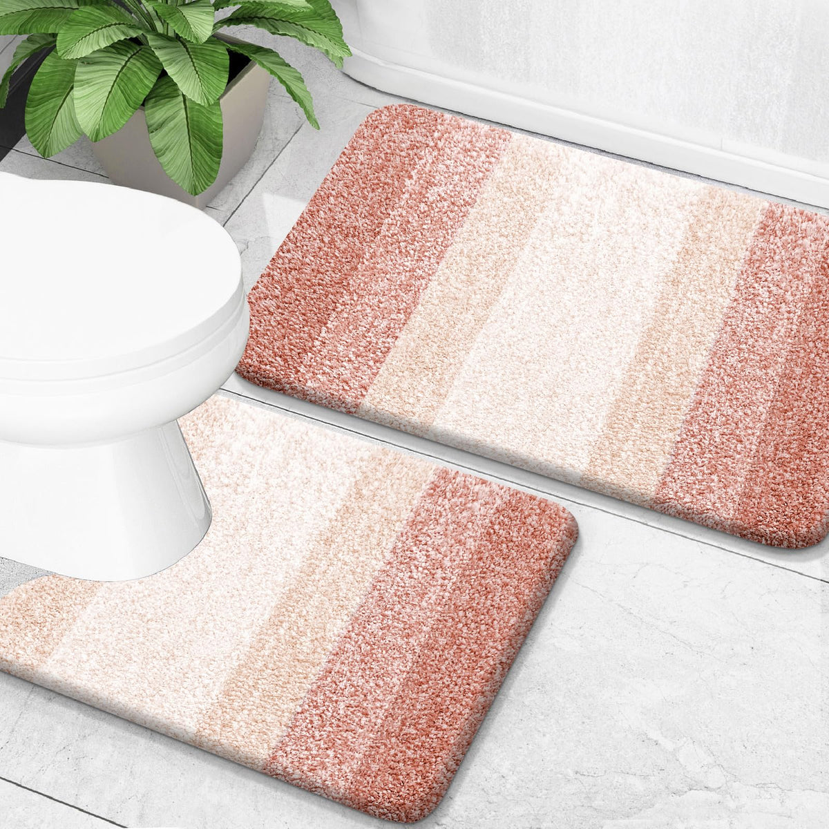 OLANLY Micorfiber Bathroom Rug Set 2 Piece, Soft Absorbent Bath Mats, Grey