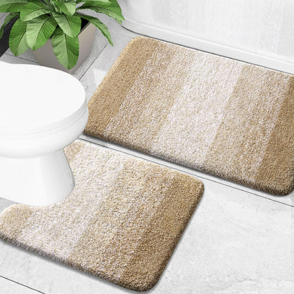 OLANLY Micorfiber Bathroom Rug Set 2 Piece, Soft Absorbent Bath Mats, Grey