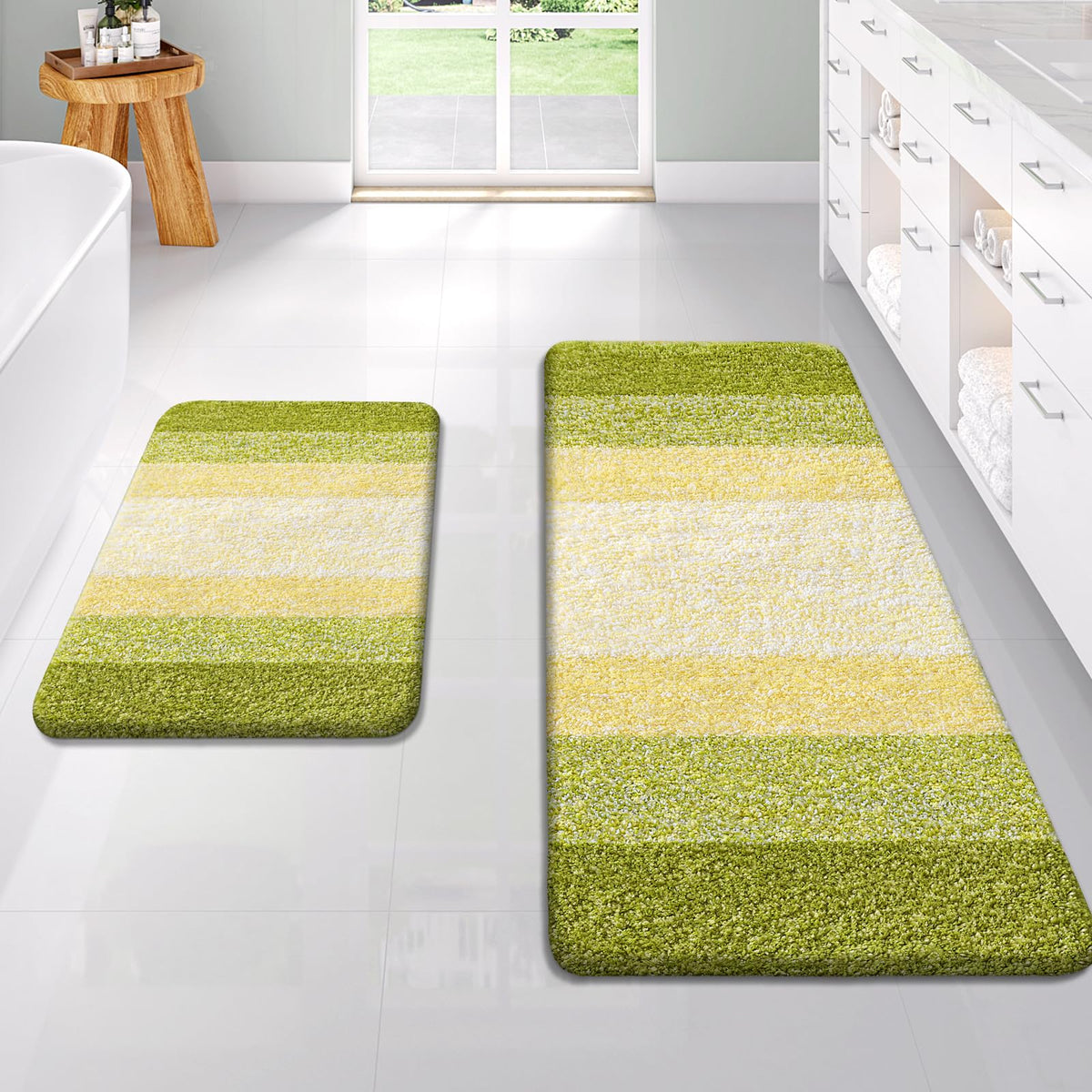 OLANLY Micorfiber Bathroom Rug Set 2 Piece, Soft Absorbent Bath Mats, Grey