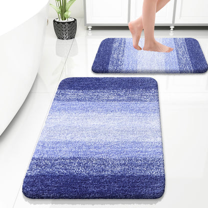 OLANLY Micorfiber Bathroom Rug Set 2 Piece, Soft Absorbent Bath Mats, Grey