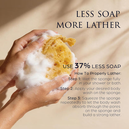 Spongentle Loofah Sponge for Shower and Bathing, Bath Sponge with Dual Texture, Shower Pouf for Gentle and Deep Exfoliation, Large Size Body Scrubber for Men & Women, PU Foam, 37% More Lather, 2 Pack