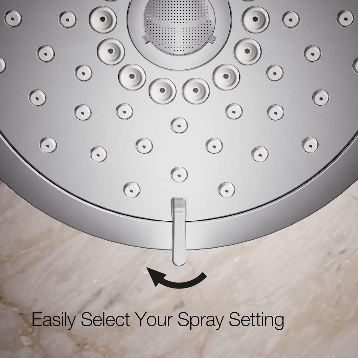 KOHLER 22169-G-CP Forté® Three-function showerhead, 1.75 GPM, Full Coverage, Pulsating Massage, Silk Spray, Corrosion Resistant, Polished Chrome