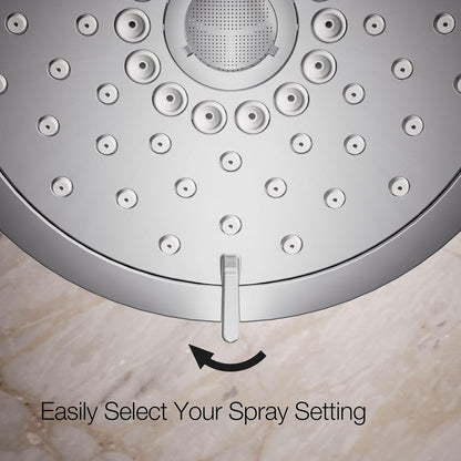 KOHLER 22169-G-CP Forté® Three-function showerhead, 1.75 GPM, Full Coverage, Pulsating Massage, Silk Spray, Corrosion Resistant, Polished Chrome
