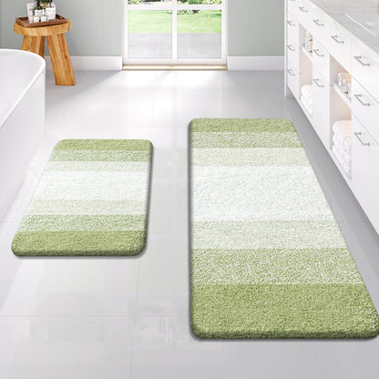 OLANLY Micorfiber Bathroom Rug Set 2 Piece, Soft Absorbent Bath Mats, Grey