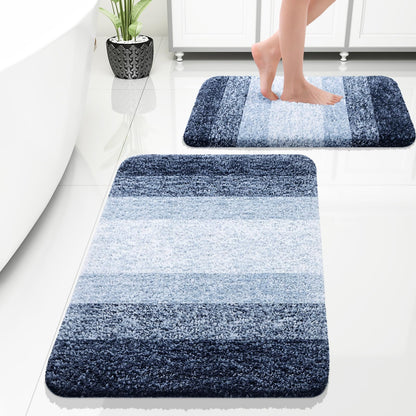 OLANLY Micorfiber Bathroom Rug Set 2 Piece, Soft Absorbent Bath Mats, Grey
