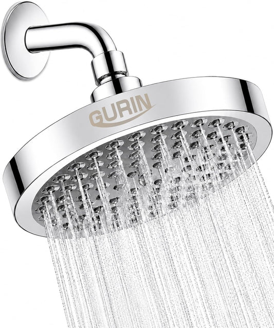 GURIN Shower Head - Premium Polished Chrome Finish - Rain Showerhead 6 Inch