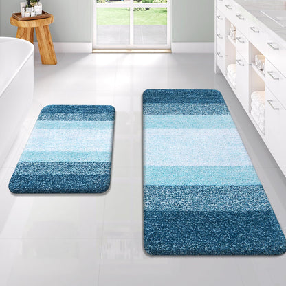 OLANLY Micorfiber Bathroom Rug Set 2 Piece, Soft Absorbent Bath Mats, Grey