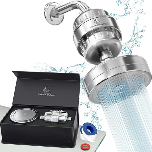 AquaHomeGroup Filtered Shower Head, 20+3 Stage, Reduces Chlorine, Chrome