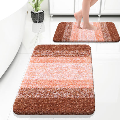 OLANLY Micorfiber Bathroom Rug Set 2 Piece, Soft Absorbent Bath Mats, Grey